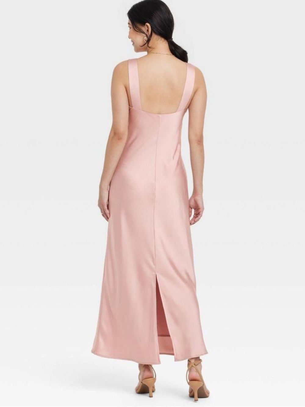 Satin V-Neck Slip Dress in Blush Pink - NWT - Picture 2 of 7
